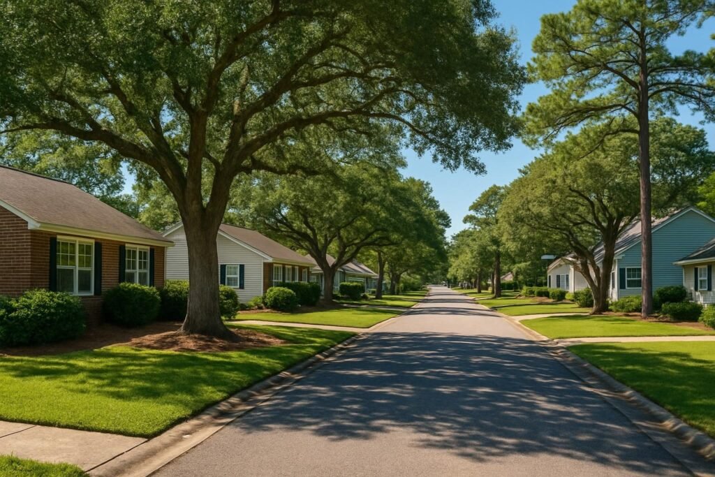 Residential street showing the cost of living in Jacksonville, NC