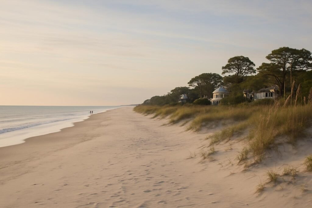 Undeveloped dunes and beach at Hammocks Beach State Park on Bear Island near Swansboro NC