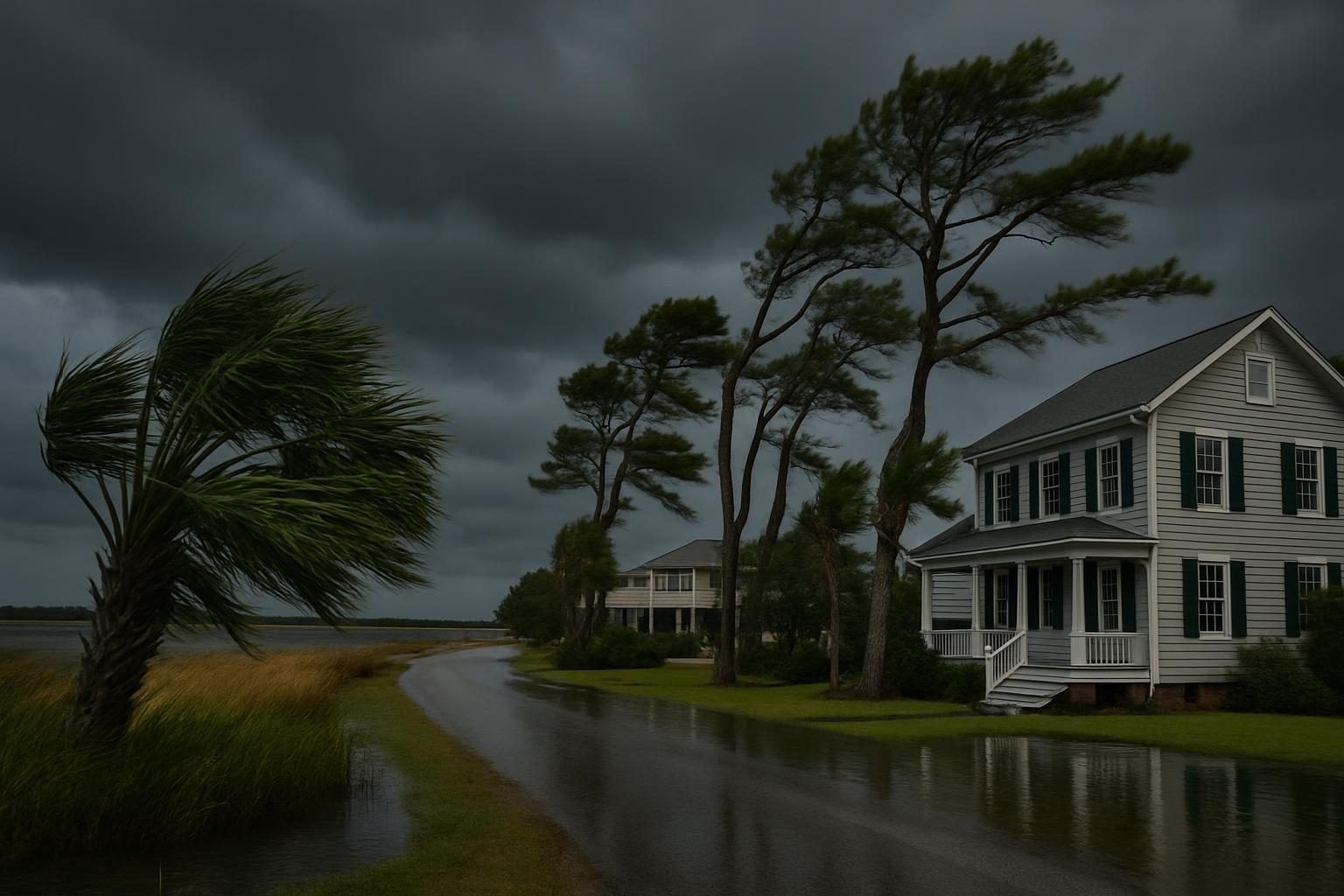 Storm clouds over a coastal North Carolina home during hurricane season
