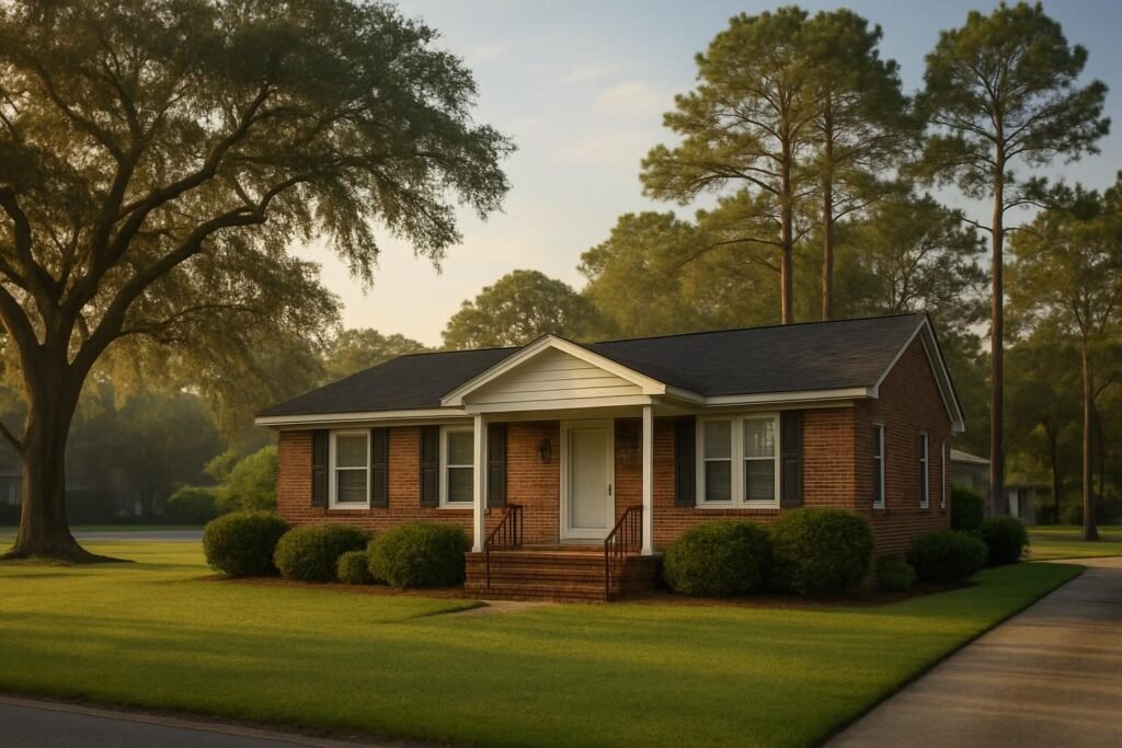 Brick ranch home in Jacksonville, NC, typical of homes that need termite control