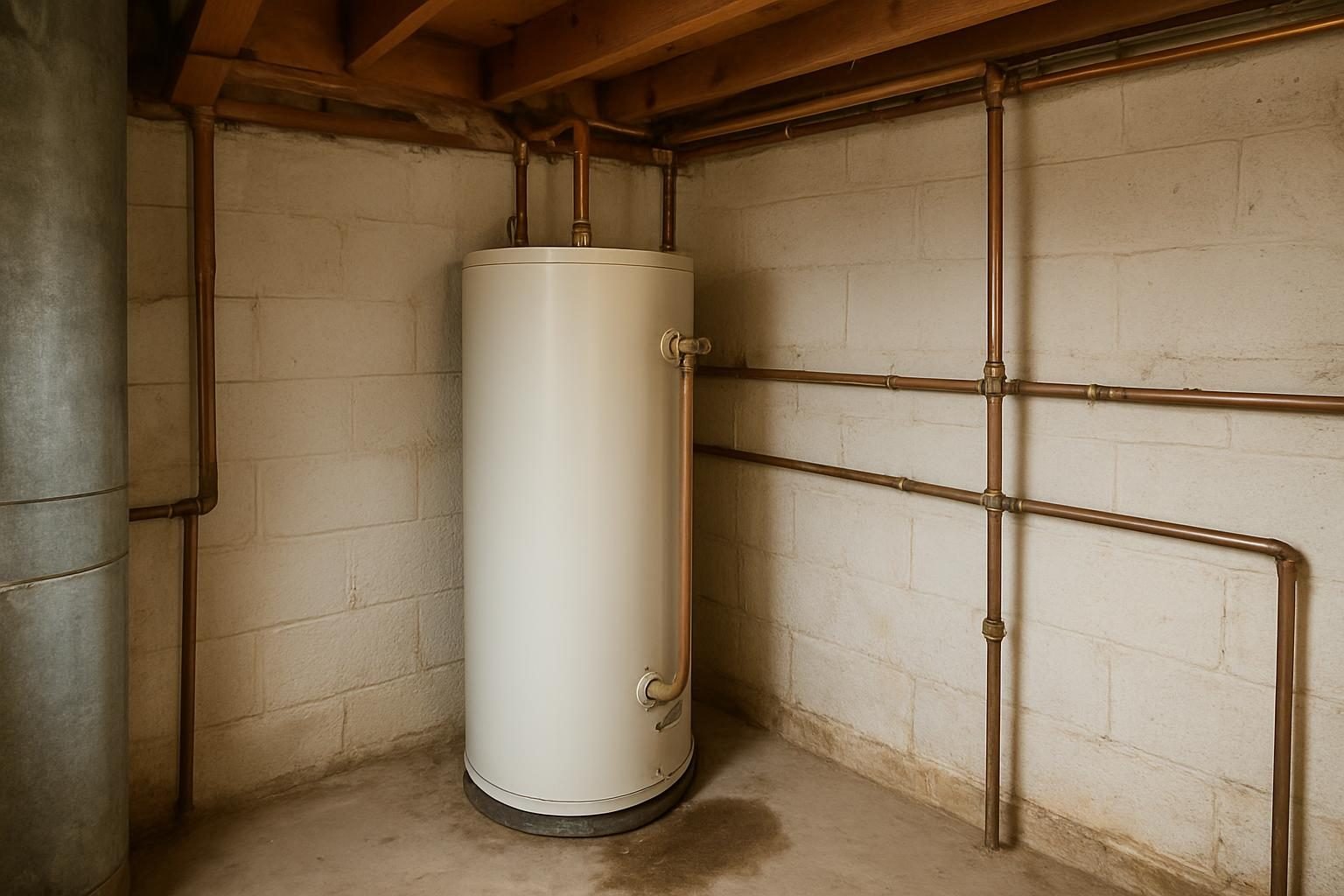 Damp utility area showing early signs of a plumbing leak in a coastal home
